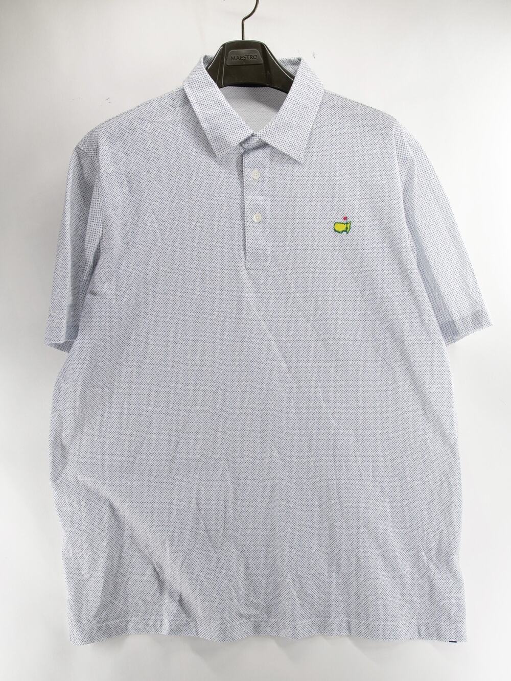 Masters Clubhouse Collection Polo 2XL White Blue Micro Print Made In Italy